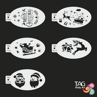 TAG Body Art Reusable Face Painting Stencil - Christmas Pack x 5 Stencils