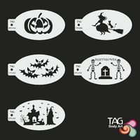 TAG Body Art Reusable Face Painting Stencil - Halloween Pack x 5 Stencils