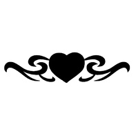 TAG Body Art Vinyl Glitter Tattoo Stencil - Curly Heart - No. 56