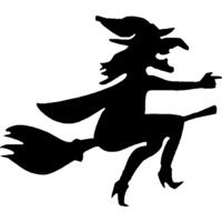 TAG Body Art Vinyl Glitter Tattoo Stencil - Halloween Witch on Broomstick - No. 74 