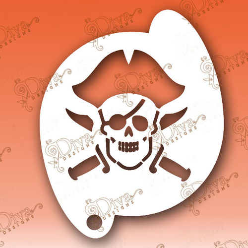 Diva Stencil 083 - Jolly Roger with swords + hat