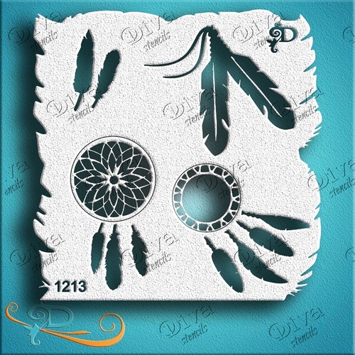 Diva Stencil 1213 - Diva Couture Native American - dream catcher, feathers