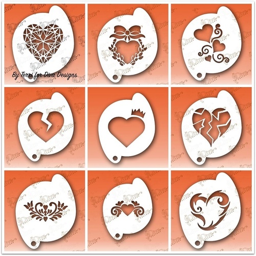 Diva Stencil 935 - Valentine's Hearts Collection