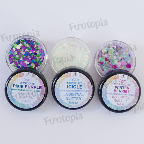 Essential Glitter Balm Sampler No. 2 - Includes 3 x 2g Jars - Icicle, Pixie Purple & Winter Berries