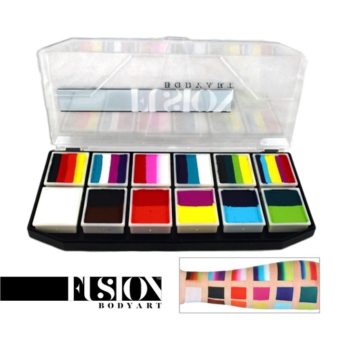 Fusion Body Art Spectrum Palette - Carnival Kit 12 x 10g colours with rainbows