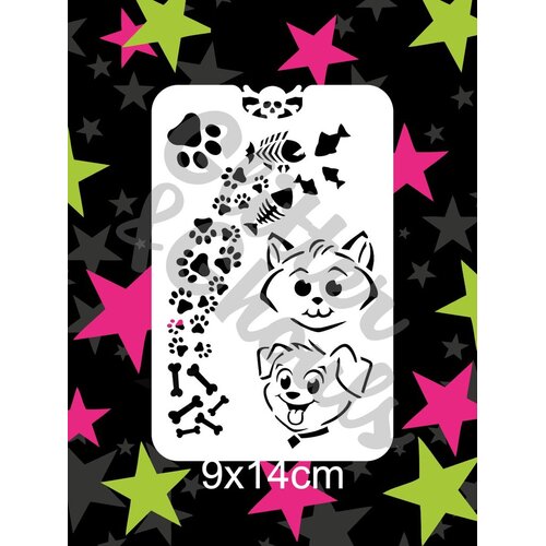 Glitter & Ghouls Paw, Bones, Fish, Cat, Dog Character Stencil - GG161