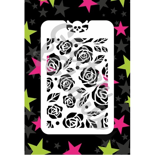 Glitter & Ghouls Roses Background Stencil - GG175