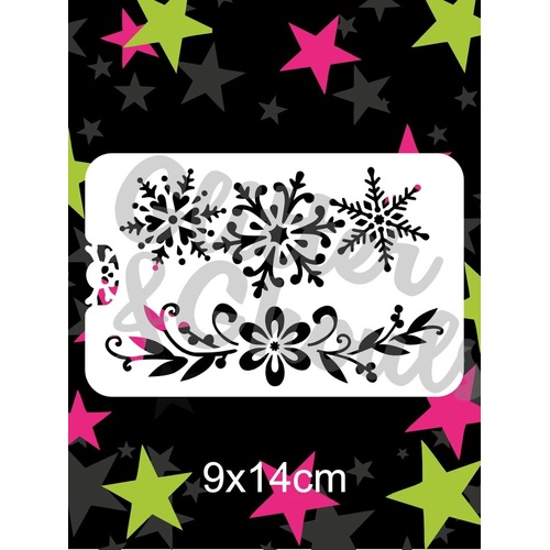 Glitter & Ghouls Snowflake & Flourish Crown Stencil - GG178