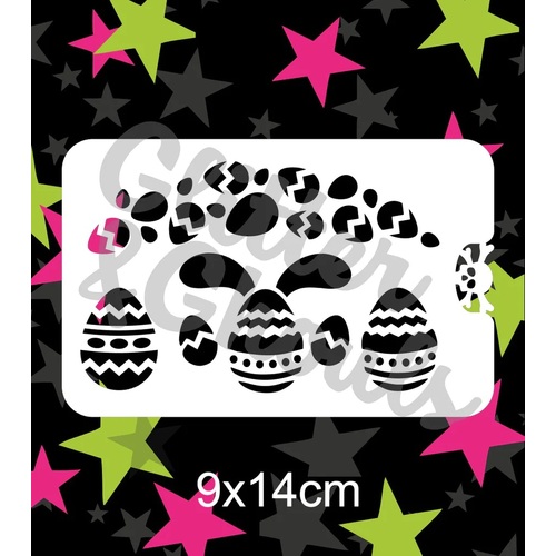 Glitter & Ghouls Easter Egg with Bunny Ears, Eggs Crown Stencil - GG319