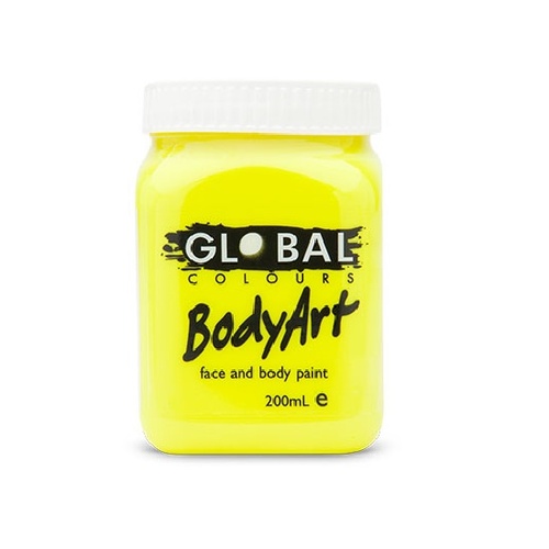 Global Body Art 200ml Liquid Face Paint - Fluoro Neon Yellow