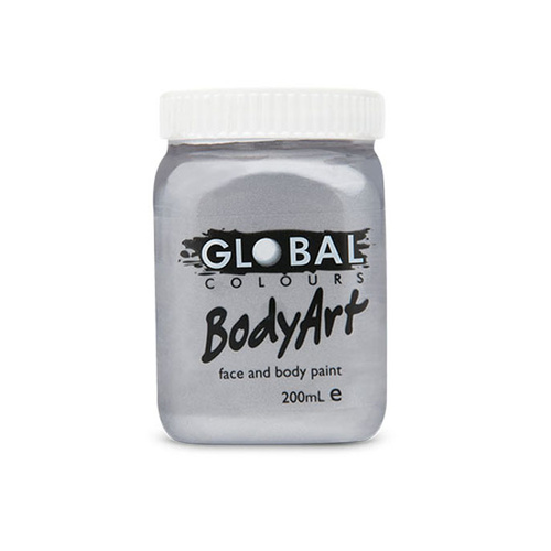 Global Body Art 200ml Liquid Face Paint -  Silver