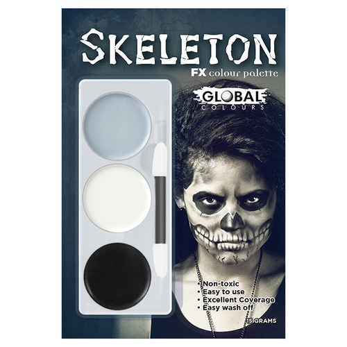 Global Colours Face Painting Kit - Skeleton
