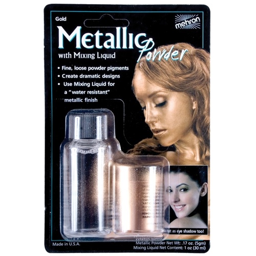 Mehron Gold Metallic Powder with Mixing Liquid