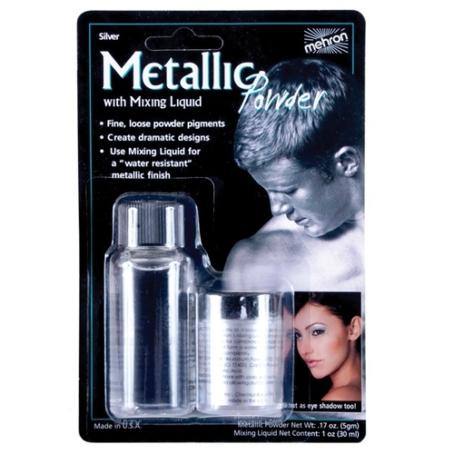 Mehron Silver Metallic Powder with Mixing Liquid