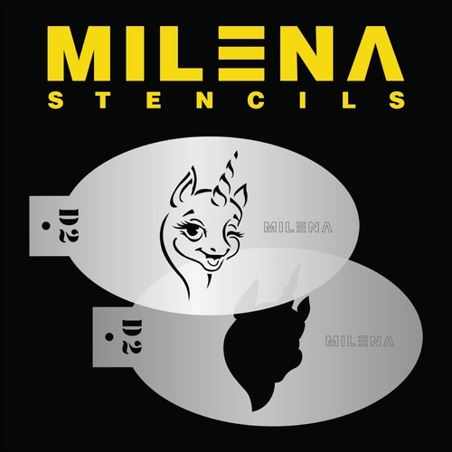Milena Stencil - Winking Unicorn Stencil Set - D2