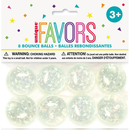 Bounce Balls - 8 pack x 32.5mm - Iridescent Sparkly
