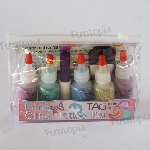 TAG Body Art Glitter Tattoo Kit - Party (mixed stencil selection)